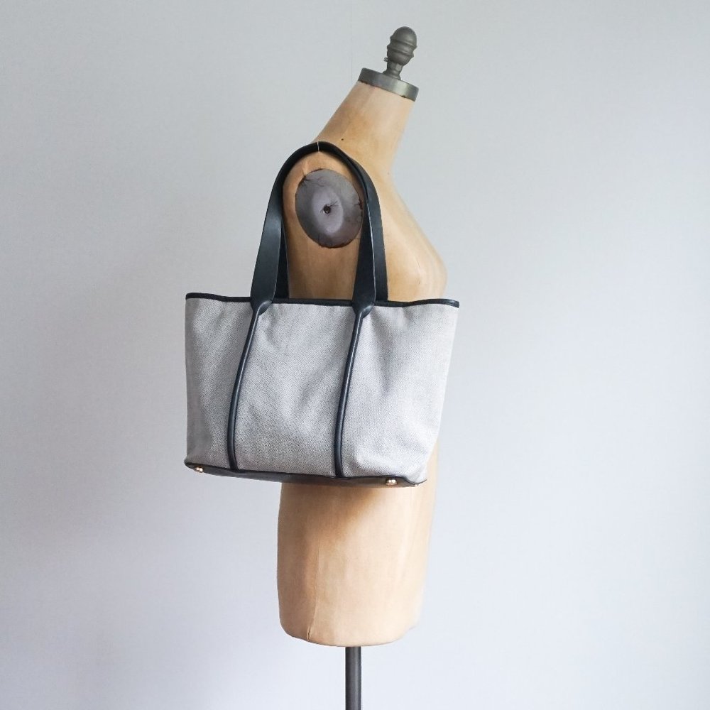 Skagen Navy  Leather and Fabric  Tote with  a  Leather Pocket